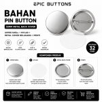 Bahan Pin Button 32mm Metal Back Cover | Blank Pin Button 32mm Set Upper Shell Mylar Peniti untuk Mesin Press